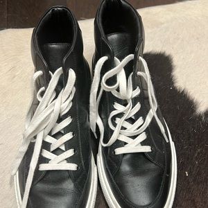 Black High Top Hermes Leather Sneakers